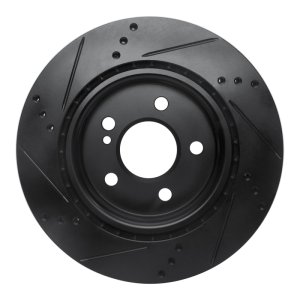 Mercedes-Benz CLA250 Brake Rotor (1) - Rear Right - R1 Concepts - Drilled & Slotted - Black - `14-`19